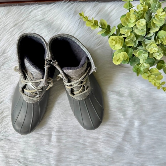 Sperry Top-Sider Saltwater Shimmer Duck Boots Gray Waterproof Size 7.5 - Picture 12 of 13